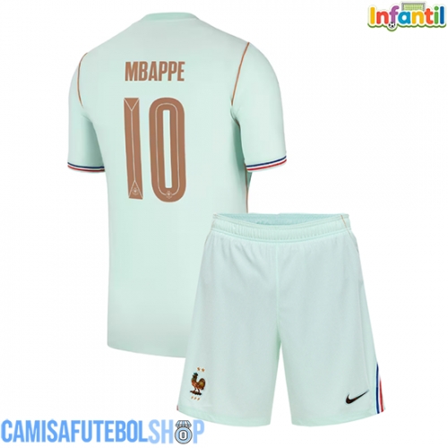 Camisa de time de futebol França Kylian Mbappe #10 Replicas 2º Equipamento Infantil Mundo 2026 Manga Curta (+ Calças curtas)